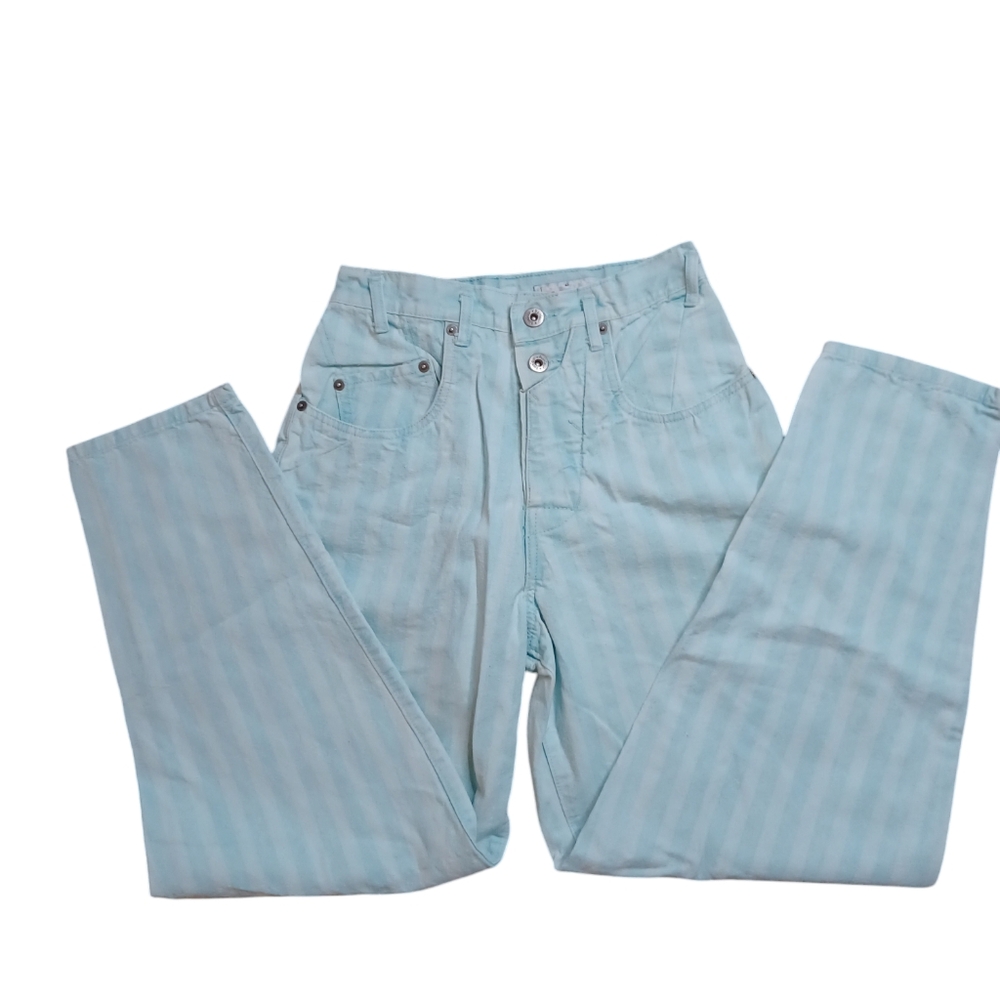 Vintage Bon Jour Girls Sz 7/8 Stonewashed Stripped Jeans